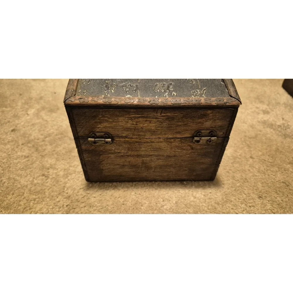 2 Vintage Wooden Trinket Boxes Asian Style Chest Jewelry Box Lot